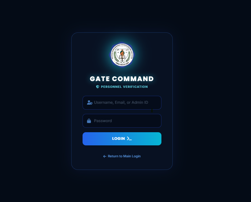 Gate Command Login Screen