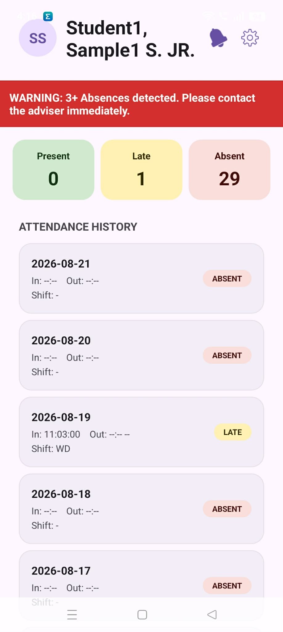 EduTrack-ph Parent App Dashboard
