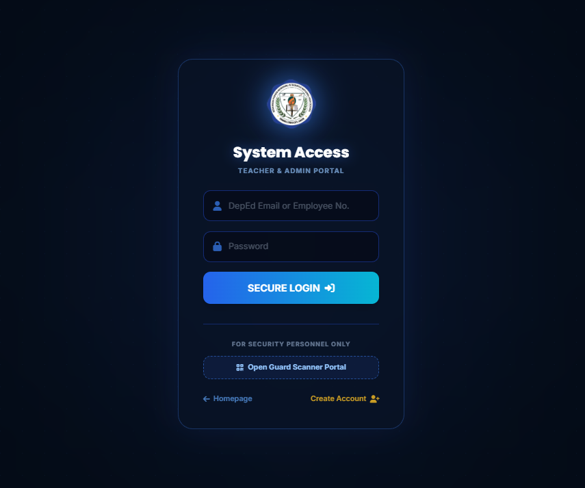 Main login modal with Guard portal button highlighted