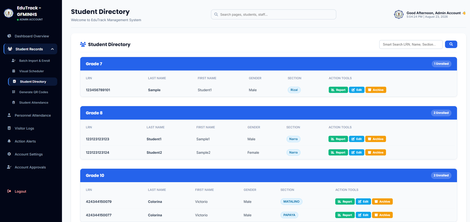 EduTrack-ph Student Directory